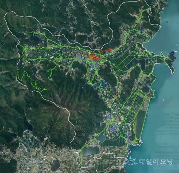 장흥군 관산읍 도로 및 지하시설물 전산화사업 지구 위성사진(자료= 장흥군 제공)